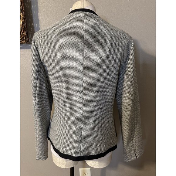 Kasper Separates Suit Jacket Blazer 16 Black White Classic Open Stretch - Picture 9 of 15